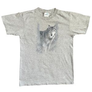 Vintage 90s Wolf Print Single Stitch Made In USA